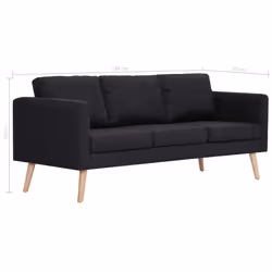 VidaXL 276855 canapé 3 siège(s) Noir - Vue supplémentaire 8