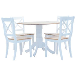 Ensemble De Salle À Manger 5 Pcs Bois D'Hévéa Blanc Et Marron Vidaxl
