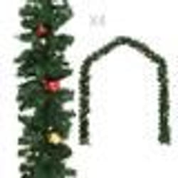 vidaXL Guirlandes de Noël avec boules 4 pcs Vert 270 cm PVC - TU
