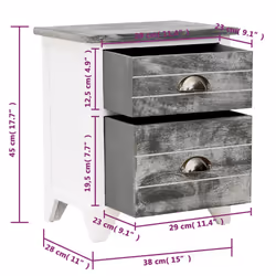 VidaXL 284047 Table de nuit et table de chevet Gris, Blanc - Vue supplémentaire 7