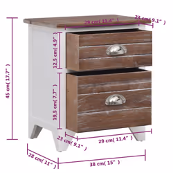 VidaXL 284048 Table de nuit et table de chevet Marron, Blanc - Vue supplémentaire 6