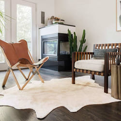 vidaXL Tapis en peau de vache véritable 150 x 170 cm Beige - TU