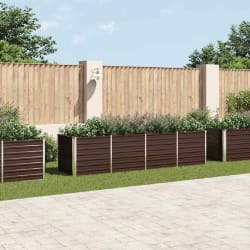 vidaXL Lit surélevé de jardin Marron 320x80x77 cm Acier galvanisé