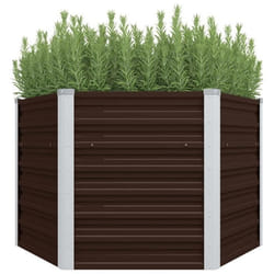 vidaXL Lit surélevé de jardin Marron 129x129x77 cm Acier galvanisé - TU