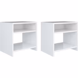 vidaXL Tables de chevet 2pcs Blanc brillant 40x30x40cm bois ingénierie - TU