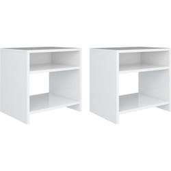 vidaXL Tables de chevet 2pcs Blanc brillant 40x30x40cm bois ingénierie - TU