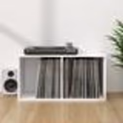 vidaXL Boîte de rangement vinyles Blanc 71x34x36 cm Bois d'ingénierie - TU
