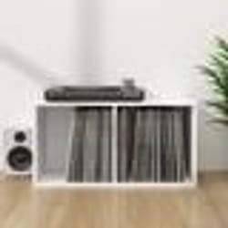 vidaXL Boîte de rangement vinyles Blanc 71x34x36 cm Bois d'ingénierie - TU