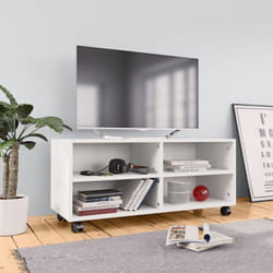 Vidaxl - Meuble tv avec roulettes Blanc 90x35x35 cm Bois d'ingénierie