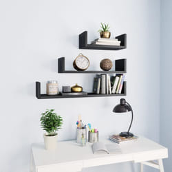 Tagères murales 3 pcs Noir Bois d'ingénierie Vidaxl