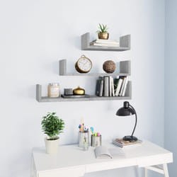 Vidaxl - tagères murales 3 pcs Gris béton Bois d'ingénierie