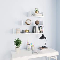 Tagères murales 3 pcs Blanc brillant Bois d'ingénierie Vidaxl