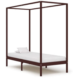 Vidaxl - Cadre de lit à baldaquin Marron foncé Pin massif 90x200 cm