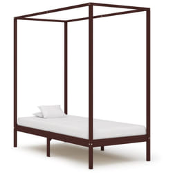 Vidaxl - Cadre de lit à baldaquin Marron foncé Pin massif 100 x 200 cm