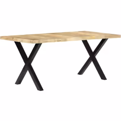 Cette remarquable table de salle à manger en bois de style industriel apportera une touche distinctive à votre cuisine ou à v ...