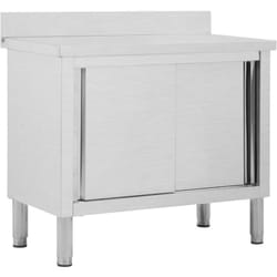 Table de travail avec portes coulissantes 100x50x(95-97)cm Inox Vidaxl