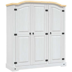 vidaXL Garde-robe avec 3 portes Gamme Corona pin mexicain Blanc