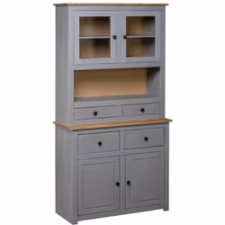 Description générale Doté d'un design rustique et tendance, ce buffet haut en bois de pin massif ajoutera une touche décorati ...