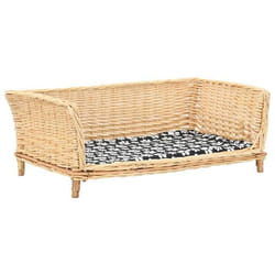 vidaXL Panier pour chiens avec coussin 90x54x35 cm Saule naturel