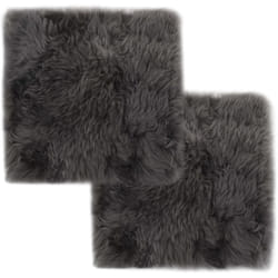 vidaXL Coussins de chaise lot de 2 Gris clair 40x40cm Mouton véritable