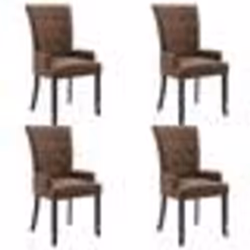 vidaXL Chaises à manger avec accoudoirs lot de 4 marron tissu