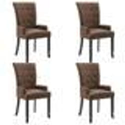 vidaXL Chaises à manger avec accoudoirs lot de 4 marron tissu