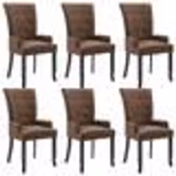 vidaXL Chaises à manger avec accoudoirs lot de 6 marron tissu