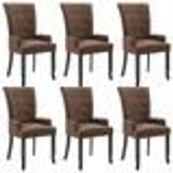 vidaXL Chaises à manger avec accoudoirs lot de 6 marron tissu