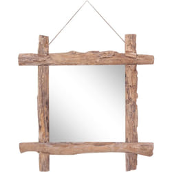 Miroir à bûches Naturel 70x70 cm Bois de récupération massif