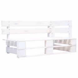 vidaXL Banc d'angle palette de jardin bois blanc - TU