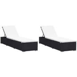 vidaXL Chaises longues avec coussins lot de 2 Résine tressée Noir