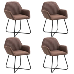 vidaXL Chaises à manger lot de 4 marron tissu - TU