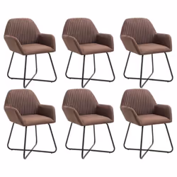vidaXL Chaises à manger lot de 6 marron tissu