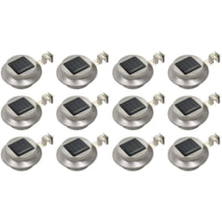 Lampes solaires à LED rondes d'extérieur 12 pcs 12 cm Blanc