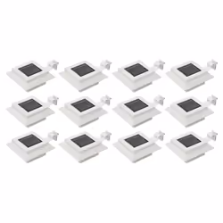 vidaXL Lampes solaires à LED carrées d'extérieur 12 pcs 12 cm Blanc - TU