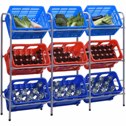 Cette étagère de rangement pratique et peu encombrante sera idéale pour ranger les caisses d'épicerie et les caisses à boisso ...