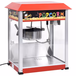 VidaXL 51058 machine à popcorn Noir, Rouge, Acier inoxydable 1400 W