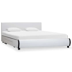 VIDAXL Cadre de lit Similicuir avec tiroirs Blanc
