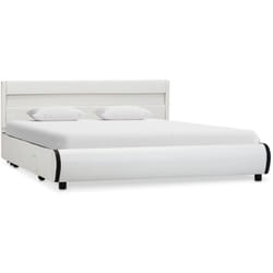 Cadre de lit avec led Blanc Similicuir 140x200 cm Vidaxl