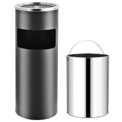 vidaXL Poubelle à cendrier d'hôtel 30 L Acier Gris - TU