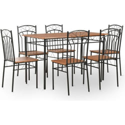 vidaXL Ensemble de salle à manger 7 pcs MDF et acier Marron - TU