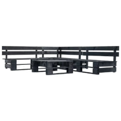 vidaXL Canapés de jardin palette 4 pcs - Noir