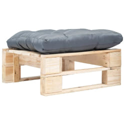 vidaXL Repose-pied palette de jardin avec coussin gris bois naturel - TU