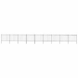 vidaXL Clôture de jardin avec dessus en lance Acier 15,3 x 1,5 m Noir - TU