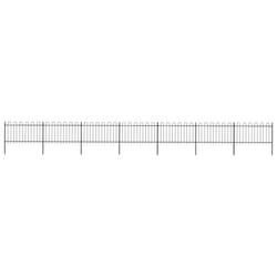 vidaXL Clôture de jardin avec dessus en cerceau Acier 11,9 x 1 m Noir - TU