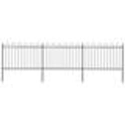 vidaXL Clôture de jardin avec dessus en cerceau Acier 5,1 x 1,2 m Noir - TU