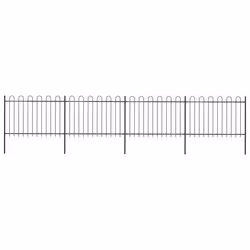vidaXL Clôture de jardin avec dessus en cerceau Acier 6,8 x 1,2 m Noir - TU