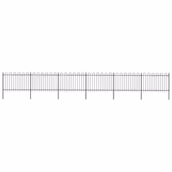 vidaXL Clôture de jardin avec dessus en cerceau Acier 10,2x1,2 m Noir - TU