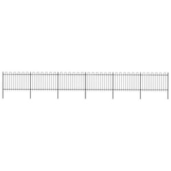 vidaXL Clôture de jardin avec dessus en cerceau Acier 10,2x1,2 m Noir - TU