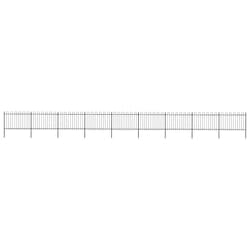 vidaXL Clôture de jardin avec dessus en cerceau Acier 15,3x1,2 m Noir - TU